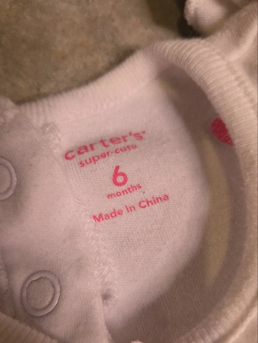 Carter's White Baby One-Piece Bodysuit with Pink Heart Accents